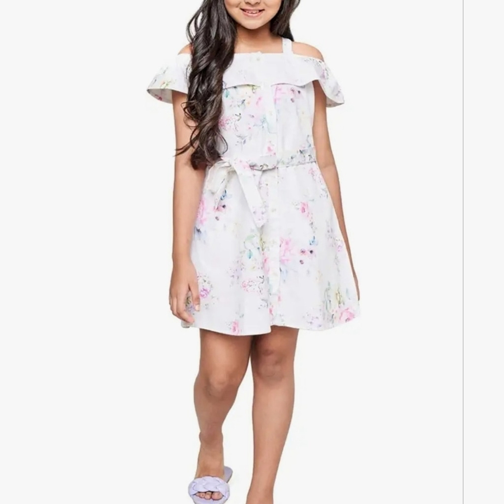 AND Girls Floral Off-Shoulder Dress 7-8 Years